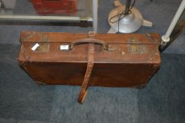 Leather Suitcase with Strap and Brass Fittings