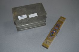 Chinese Engraved Pewter Box and a Chinese Enameled Box