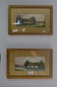 Pair of Framed Watercolours - Country Cottage Scen