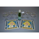Set of Six Babycham Glasses, Coaster and Bottle