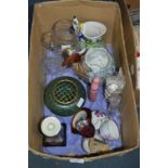 Box Containing Candlestick, Lustreware, Rose Bowl,