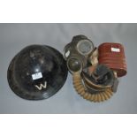 WWII Warden's Helmet and Gas Mask