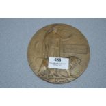 WWI Deadman's Penny Death Plaque "Vincent Miller"