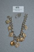 Silver Charm Bracelet - Approx 67g