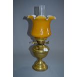 Brass Oil Lamp with Shade and Flute