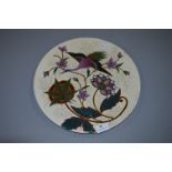 Pottery Wall Charger with Bird & Flower Decoration