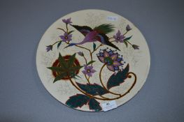 Pottery Wall Charger with Bird & Flower Decoration