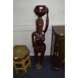 African Carved Wood 4ft Figurine - Lady Water Carr