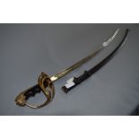 20th Century Naval Sword with Lion Head Handle