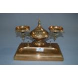 Decorative Brass Ink Stand with Pen Tray