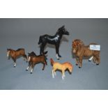 Four Beswick Foals and a Sylvac Pony