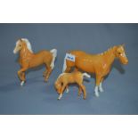 Group of Beswick Horses - Palomino Family Group