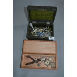 Leather Cased Jewellery Box and Contents of Costum