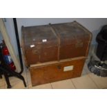 Tin Trunk and Brown Rexine Travel Trunk