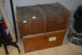 Tin Trunk and Brown Rexine Travel Trunk