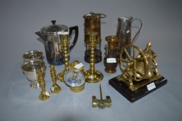 Collection of Brassware and Plated Ware; Candlesti