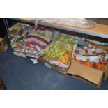 Large Quantity of 1950's Bark Cloth and Printed Curtain Materials