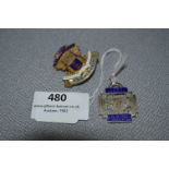 Two Enameled Badges - One Silver Long Service Oper