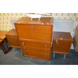 Teak Cocktail Cabinet and Two Side Cabinets