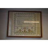 Large Framed Needlework Sampler by Emma Burton age