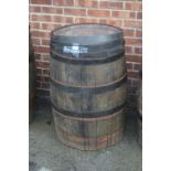 Large Metal Bound Oak Barrel