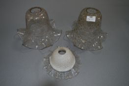 Pair of Glass Dappled Gold Light Shades and one Ot