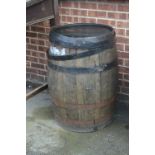 Large Metal Bound Oak Barrel