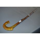 Walking Stick with Carved Salmon Handle