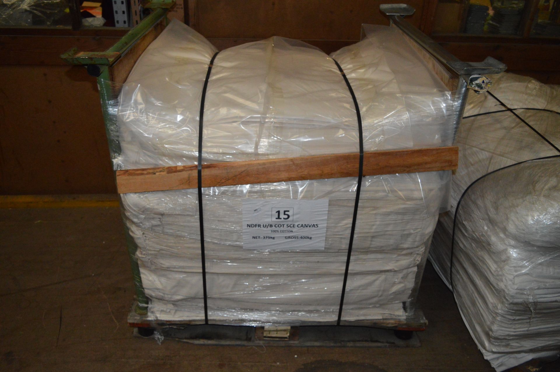 *Pallet Containing 375kg of 100% Cotton Canvas Sheeting 3m-10m Pieces