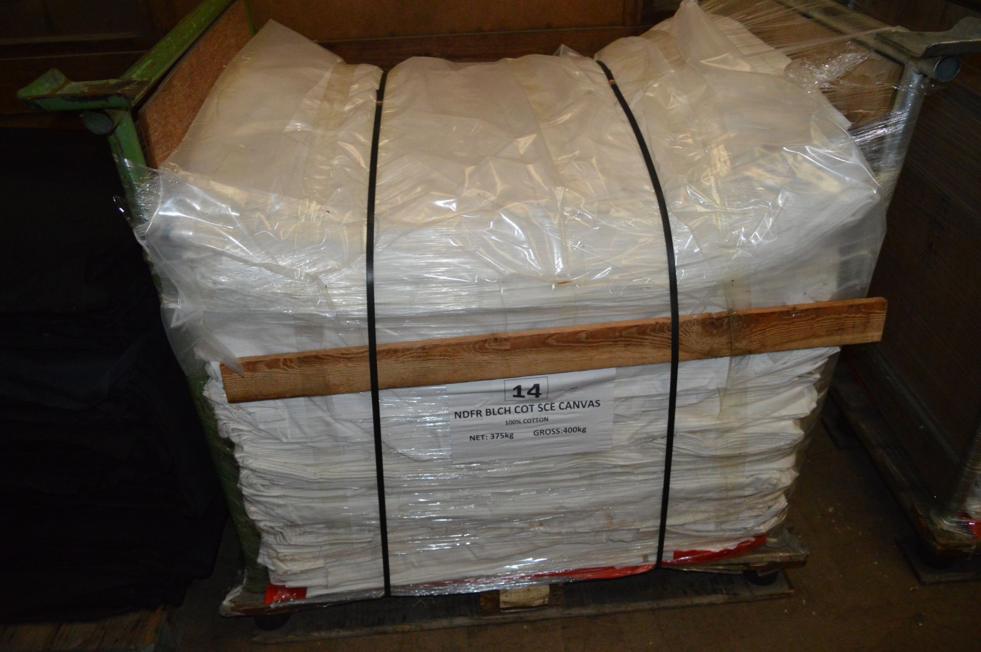 *Pallet Containing 375kg of 100% Cotton NDFR Bleach Cotton Canvas 3m-10m Pieces P.ref-14