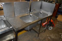 *Stainless Steel Double Sink with Swan Neck Lever