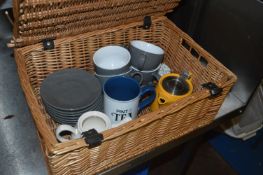 *Wicker Picnic Basket Containing Assorted Cups, Sa