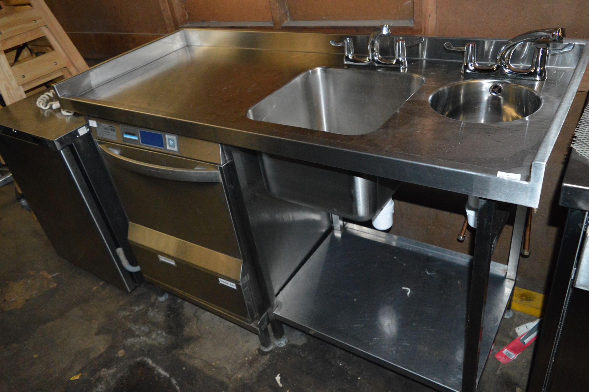 *Stainless Steel Double Sink Unit with Pot Sink an