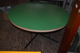 *Circular Green Topped Dining Table on Steel Frame