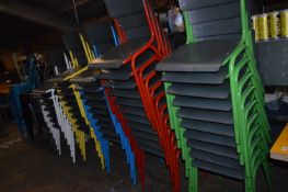 *46 Tubular Framed Stackable Chairs with Ply Wood