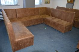 U shaped Faux Suede Sectional Seating; Two Corners