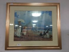 Framed Print - Edwardian Beach Scene
