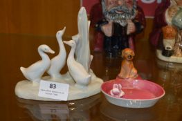 Nao Figurine - Geese and a Pottery Pin Tray