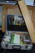 Flight Case Containing Artists Easel, Paints, Brus