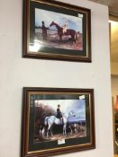 Pair of Framed Prints - Race Horse & Hunting Horse