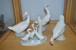 Four Nao Figurines - Geese