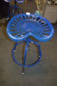 *Blue Painted Metal Tractor Seat Barstool