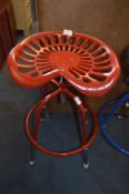 *Red Painted Metal Tractor Seat Barstool
