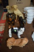 Six Pottery Dog Figurines