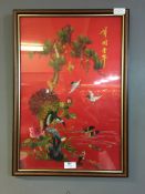 Framed Oriental Silk Needlework - Birds