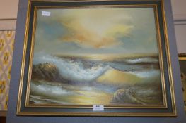 Framed Oil on Canvas - Coastal Scene Signed H. Gai