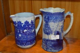 Two Royal Doulton Blue & White Jugs