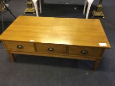 Light Oak Coffee Table with Three Drawers