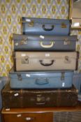 Five Vintage Suitcases and Contents