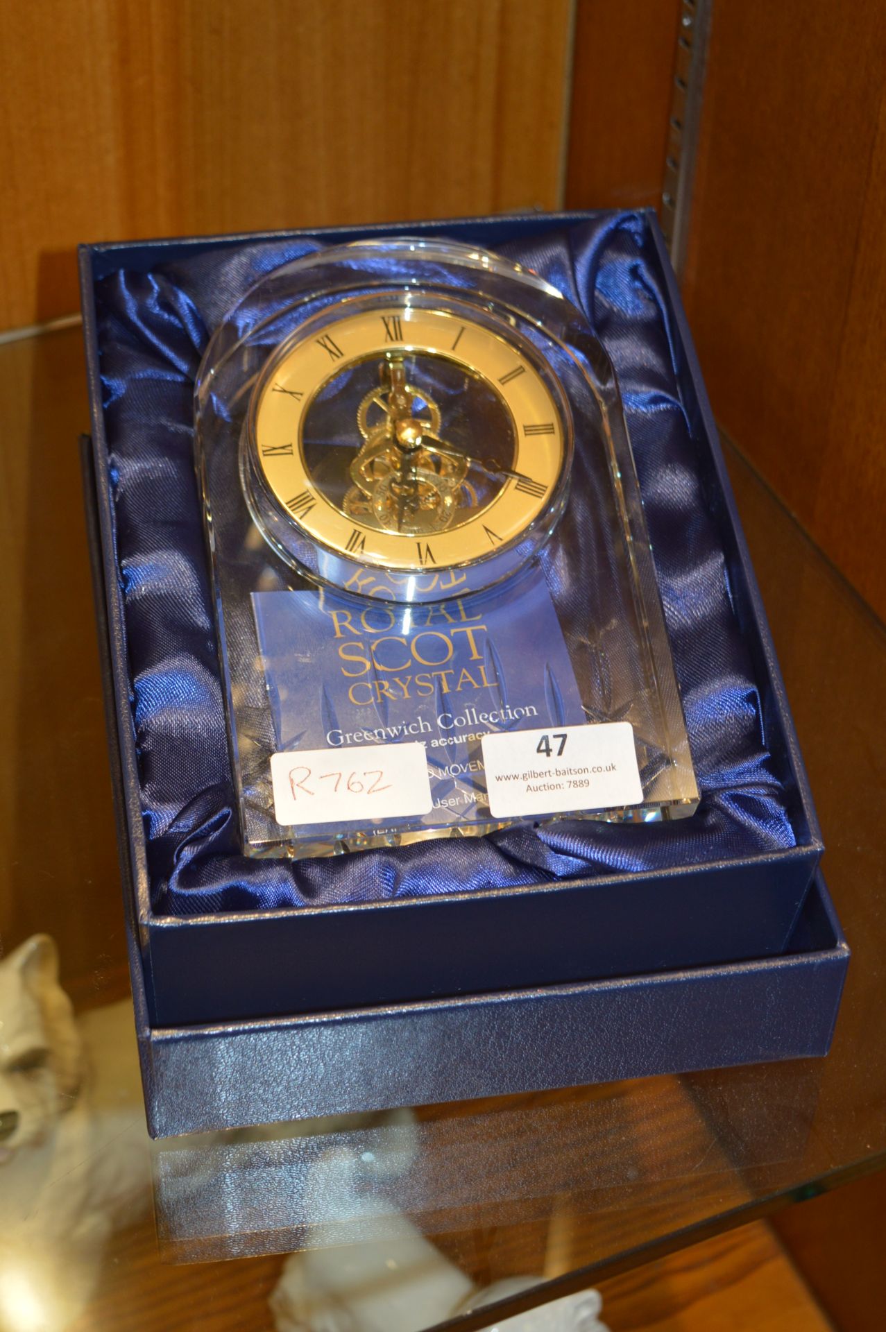 Royal Scott Crystal Glass Mantel Clock